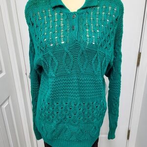 Vtg. Nwt, Teal Knit Women's Sweater
